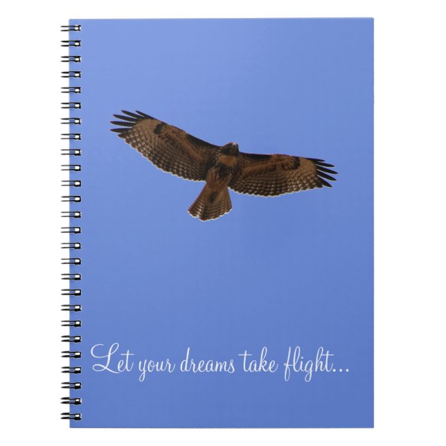 Red Tailed Hawk Dream Journal Blue Background (Front)