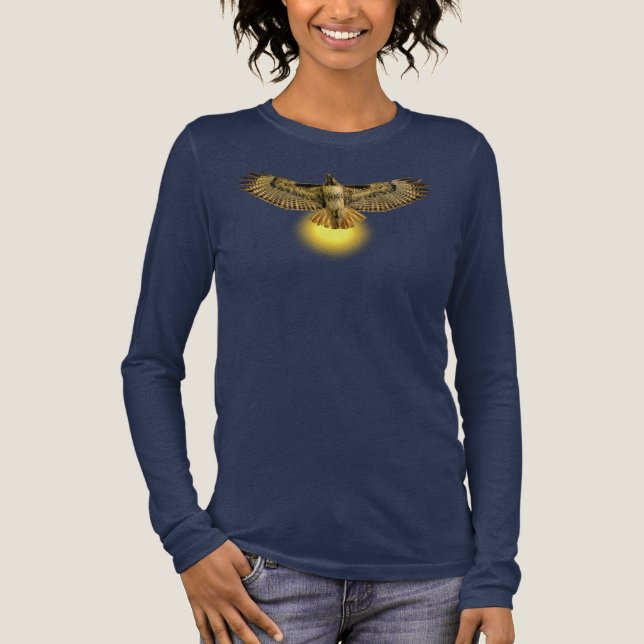 Red Tailed Hawk Flying Into the Sun Tri-Blend Shirt (Front)