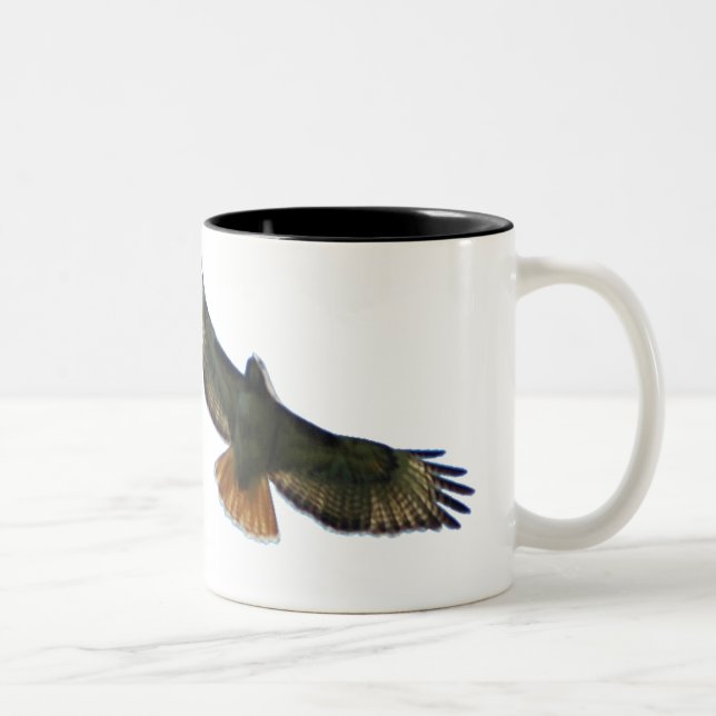 RED TAILED HAWK FLYING Two-Tone COFFEE MUG (Right)