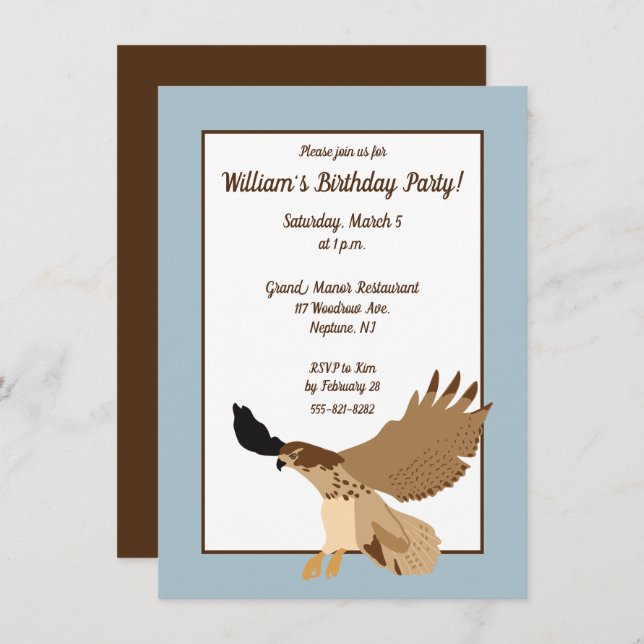 Red-Tailed Hawk in Flight Birthday Party Invitation (Front/Back)