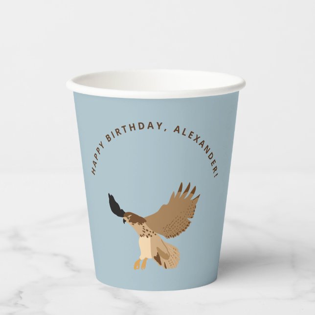 Red-Tailed Hawk in Flight Birthday Party  Paper Cups (Front)