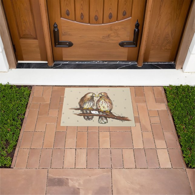 Red Tailed Hawk Love Birds Birdwatching Snow Doormat (Outdoor)