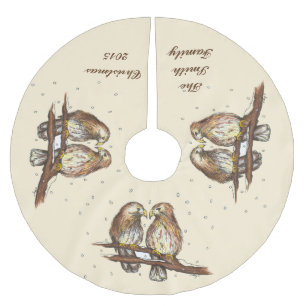Red Tailed Hawk Lovebirds Snow Holiday Winter Brushed Polyester Tree Skirt