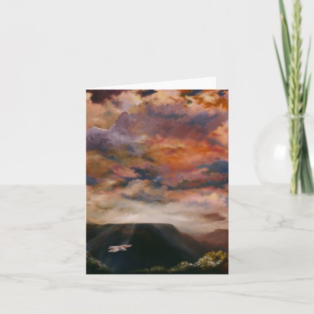 Red-Tailed Hawk Over The Mesas Colour Folded Note Card (Front)