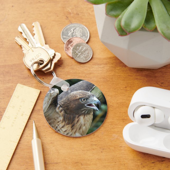 Red-tailed Hawk Photo Key Ring (Desk)