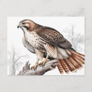 Red-tailed hawk sketch postcard