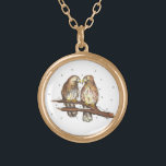 Red-Tailed Hawks Lovebird Snow Christmas Necklace<br><div class="desc">Necklace features an original marker illustration of a pair of red-tailed hawks in the snow. Perfect as a Christmas stocking stuffer!</div>
