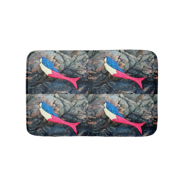 red-tailed swimming  mermaids bath mat (Front)