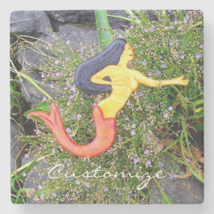 Red-taileded sirena mermaid stone coaster