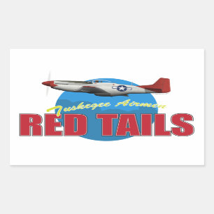 Red Tails Tuskegee Airmen with P-51 Rectangular Sticker