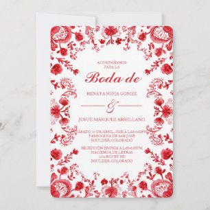 Red TalaveraWedding Invitation in Spanish