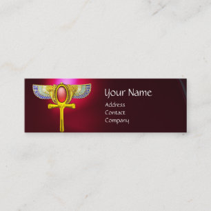 RED TALISMAN/ EGYPTIAN WINGED ANKH WITH CORNUCOPIA MINI BUSINESS CARD