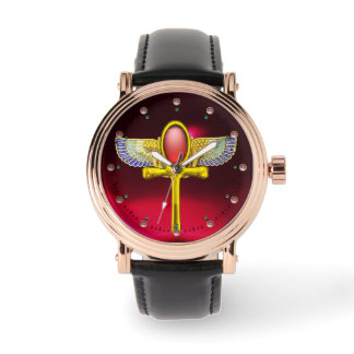 RED TALISMAN/ EGYPTIAN WINGED ANKH WITH CORNUCOPIA WATCH