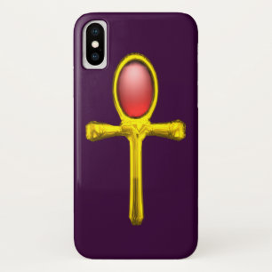 RED TALISMAN /GOLD EGYPTIAN ANKH Purple Case-Mate iPhone Case