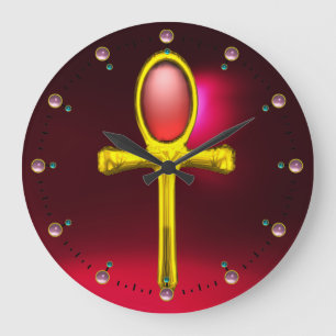 RED TALISMAN ,Ruby Gemstones ,Black Large Clock