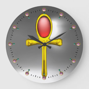 RED TALISMAN ,Ruby Gemstones ,Grey White Large Clock