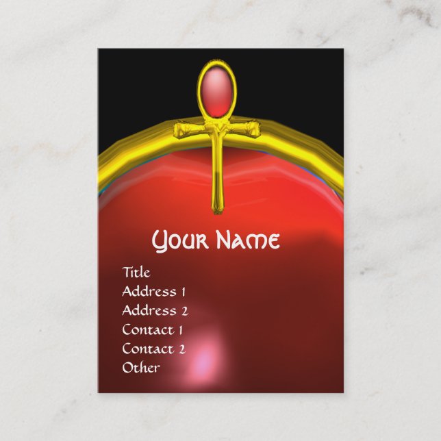 RED TALISMAN RUBY MONOGRAM bright black yellow Business Card (Front)