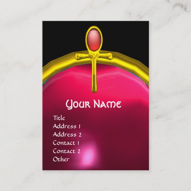 RED TALISMAN RUBY MONOGRAM bright  yellow pink Business Card (Front)
