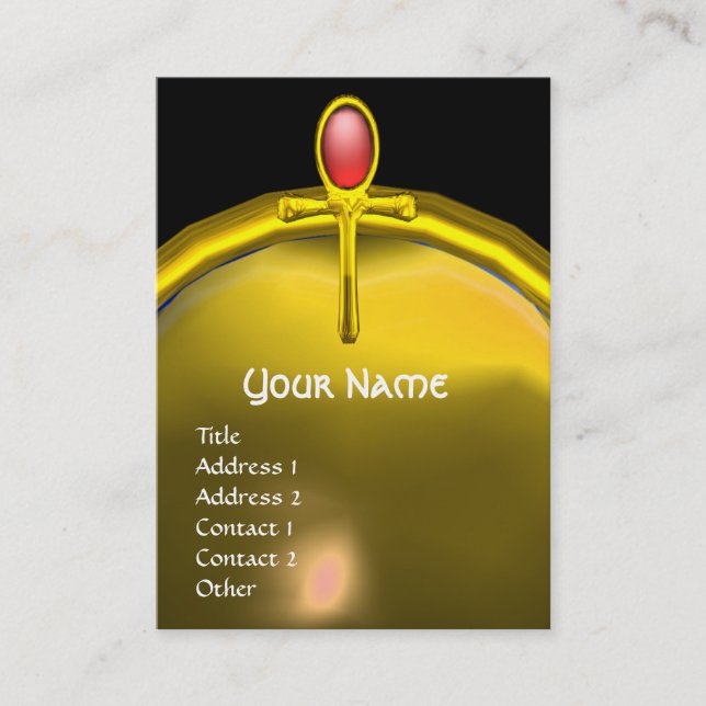 RED TALISMAN TOPAZ MONOGRAM bright  yellow black Business Card (Front)