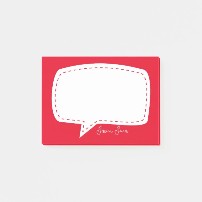 Red Talk Bubble Personalized Name speech bubble Post-it Notes (Front)