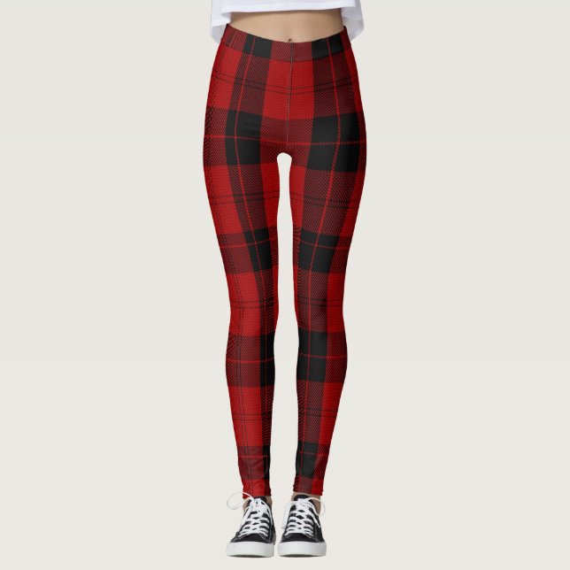 Red Tartan Christmas Leggings (Front)