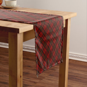 Red tartan Christmas plaid winter holidays pattern Short Table Runner