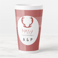 Red Tartan Deer Antlers Monogram