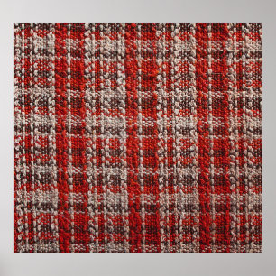 Red Tartan Fabric: Textured Background Poster