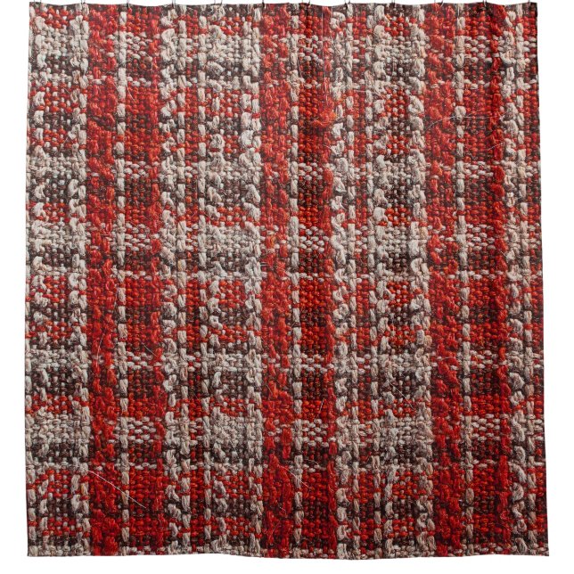 Red Tartan Fabric: Textured Background Shower Curtain (Front)