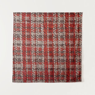 Red Tartan Fabric: Textured Background Tapestry