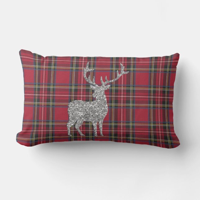 Red Tartan Lumbar Pillow (Front)