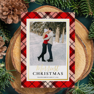 Red Tartan Merriest Christmas Photo