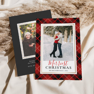 Red Tartan Merriest Christmas Photo Holiday Card