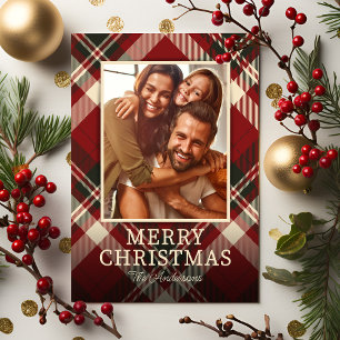 Red Tartan Photo Christmas Holiday Card