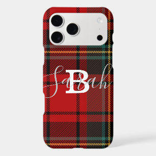 Red Tartan Plaid Chequered Scotland Monogram Name