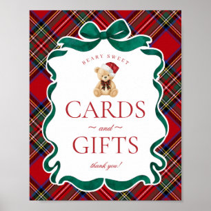 Red Tartan Plaid Christmas Bear Cards & Gifts Poster