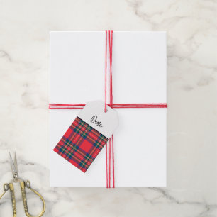 Red Tartan Plaid Christmas Holiday Festive NAME Gift Tags