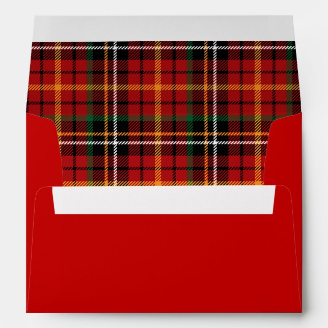 Red Tartan Plaid Festive Christmas Envelope (Back (Bottom))
