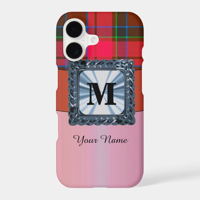 Red tartan plaid personalised monogram (Back)