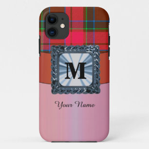 Red tartan plaid personalised monogram Case-Mate iPhone case