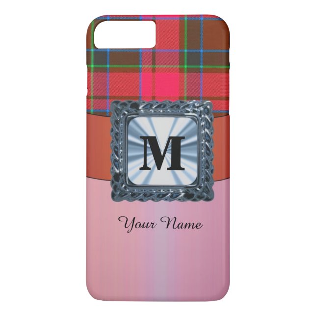 Red tartan plaid personalised monogram Case-Mate iPhone case (Back)