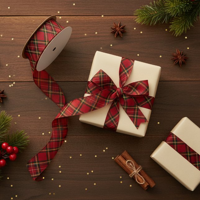Red Tartan Plaid Ribbon – Holiday Gift Wrap Grosgrain Ribbon (Red Tartan Plaid Ribbon – Holiday Gift Wrapping Ribbon)