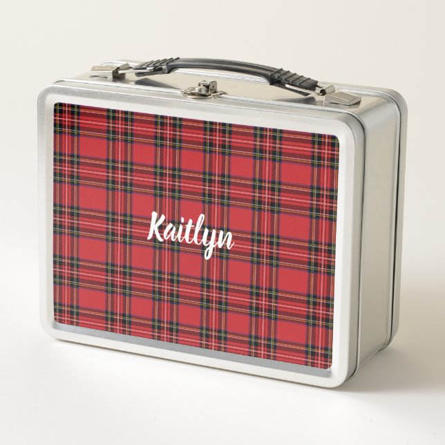 Red Tartan Plaid Stainless Lunchbox (Front)
