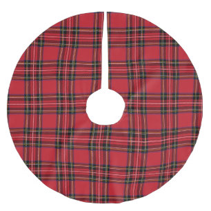 Red Tartan Plaid  Tree Skirt, Brushed Polyester Skirt