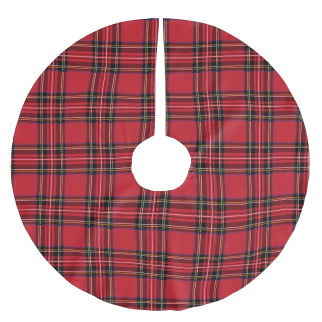 Red Tartan Plaid  Tree Skirt, Brushed Polyester Skirt (Front)