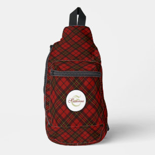 Red tartan plaid winter elegant pattern sling bag