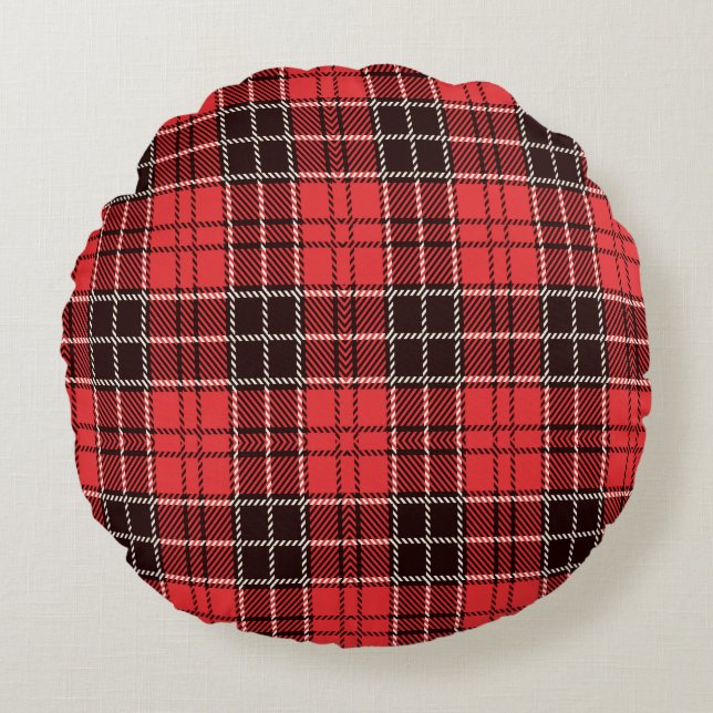  Red Tartan    Round Cushion (Front)