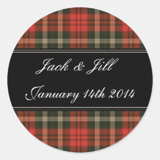 Red Tartan Scottish Wedding dates stickers