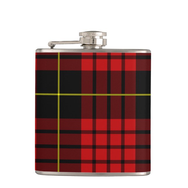 Red Tartan Vinyl Wrapped Flask (Front)