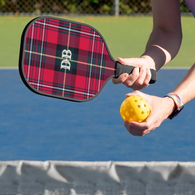 Red Tartan w/out) Name or Initials Pickleball Paddle (Insitu)